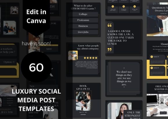 Download 60 Luxury Social Media Canva Templates - Social media Collection